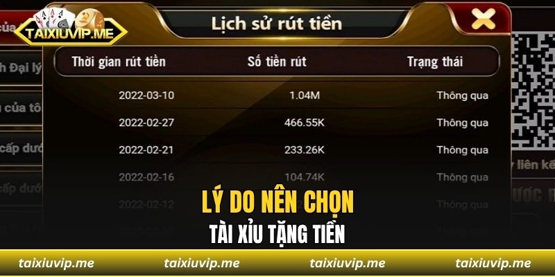 Lý do nên chọn tài xỉu tặng tiền